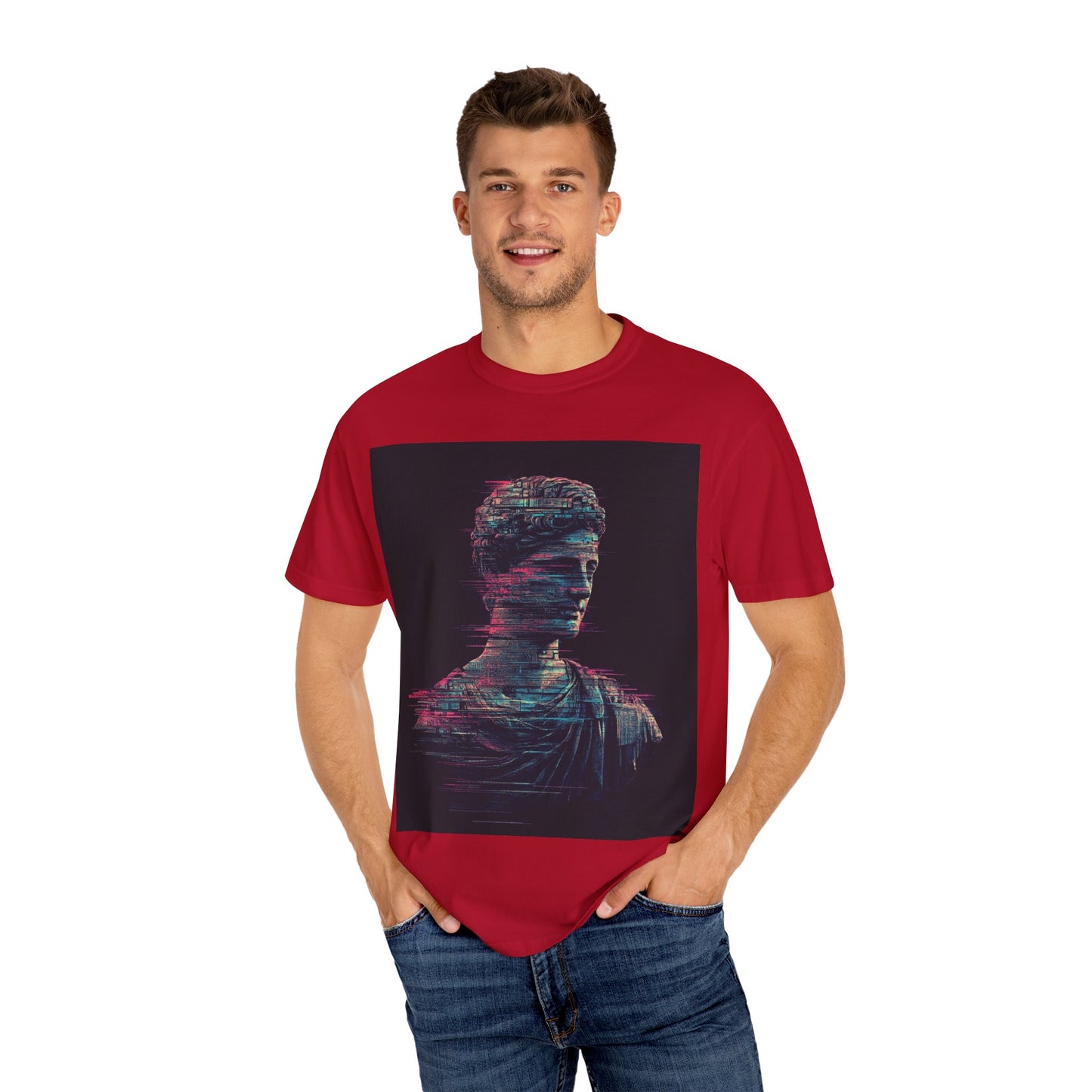Glitch Art Statue Design - Modern Vintage Vibe