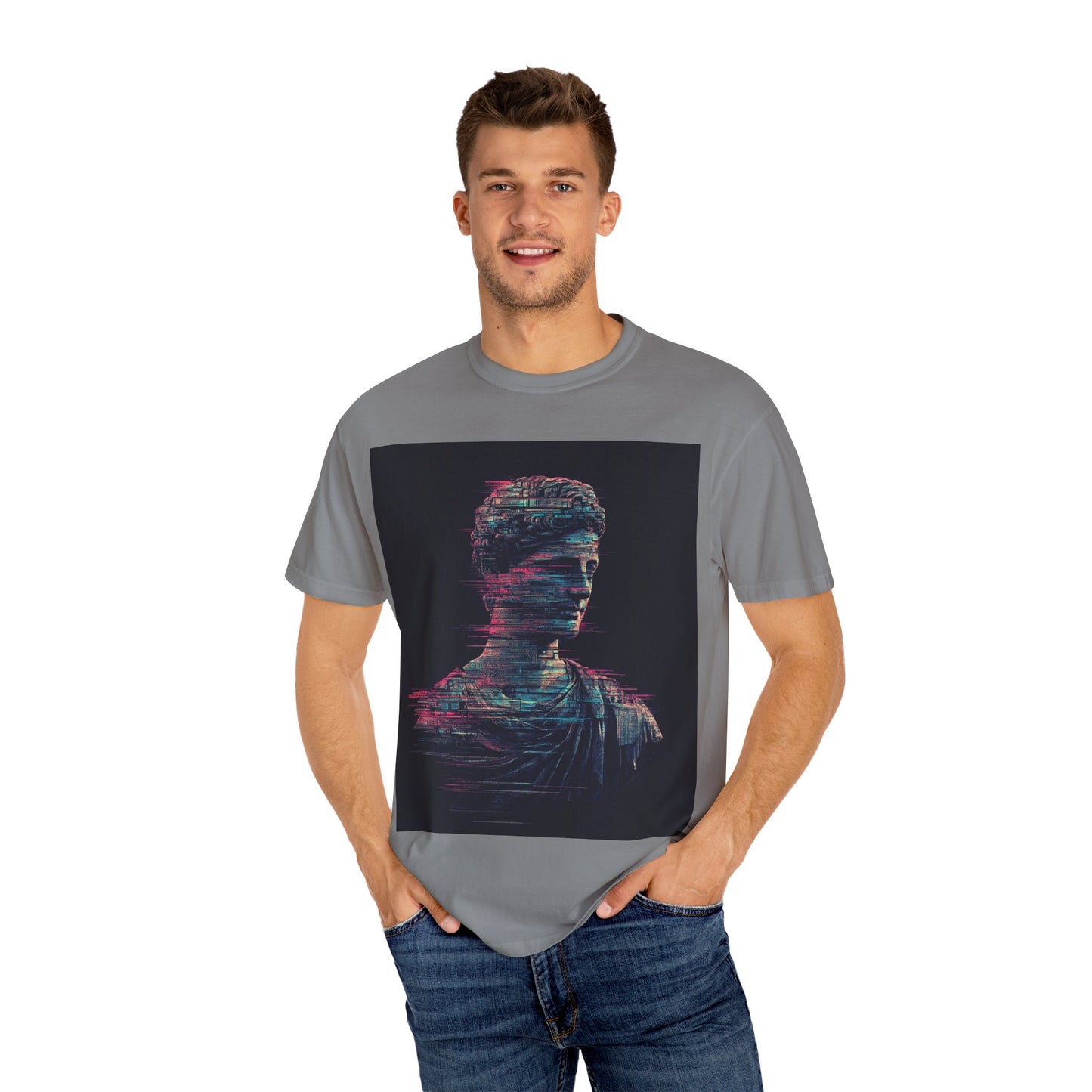 Glitch Art Statue Design - Modern Vintage Vibe