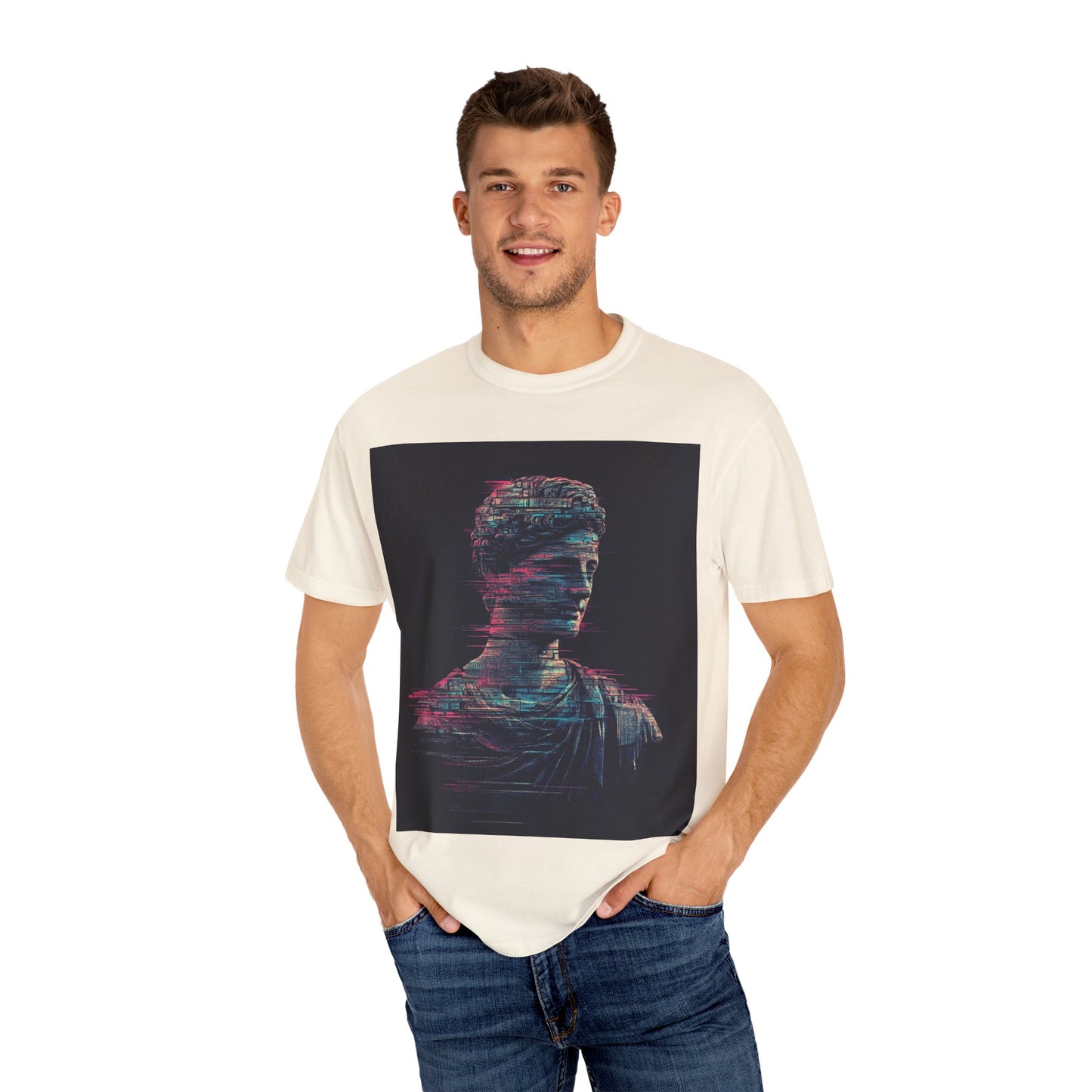 Glitch Art Statue Design - Modern Vintage Vibe