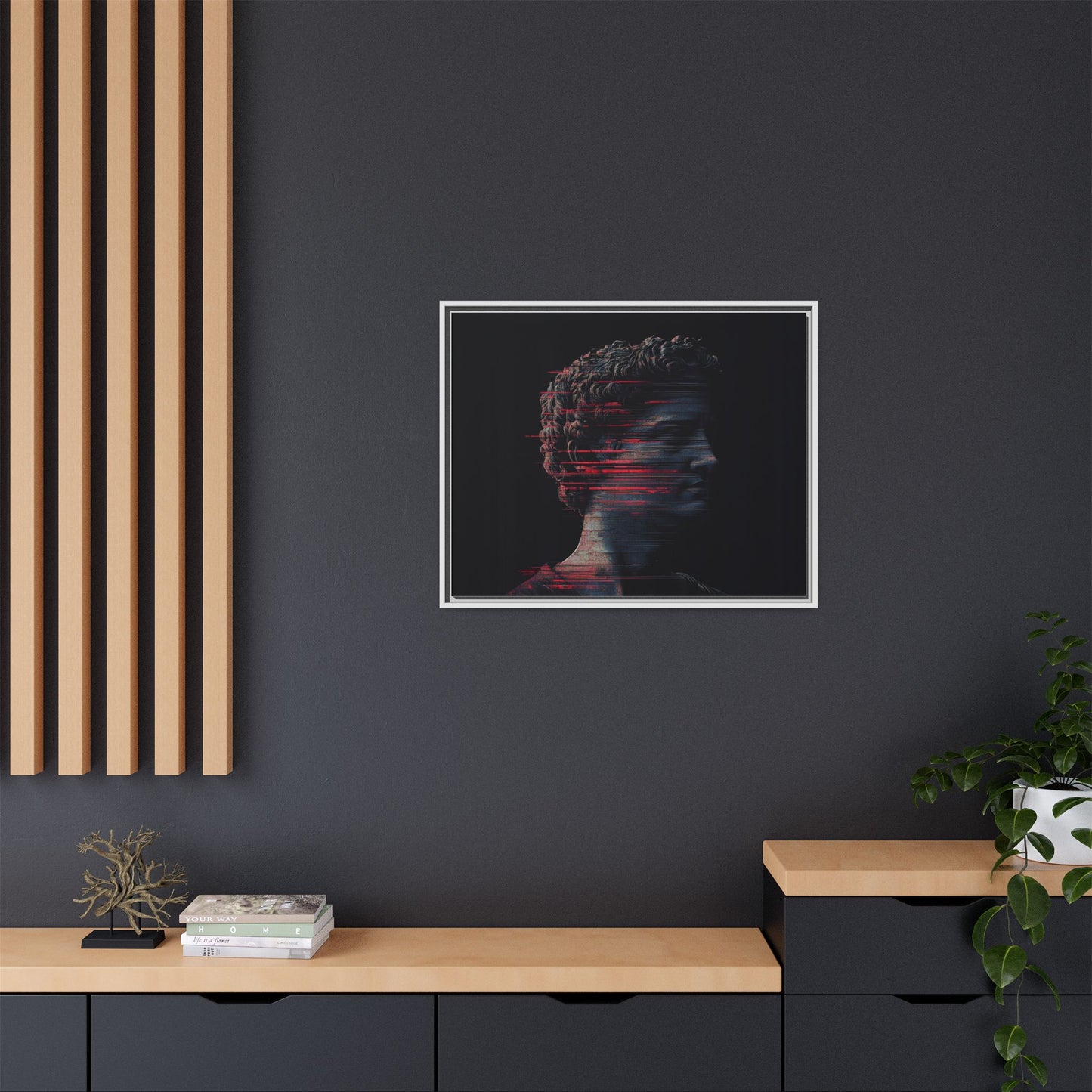 Modern Framed Matte Canvas Art - Abstract Gladiator Sculpture