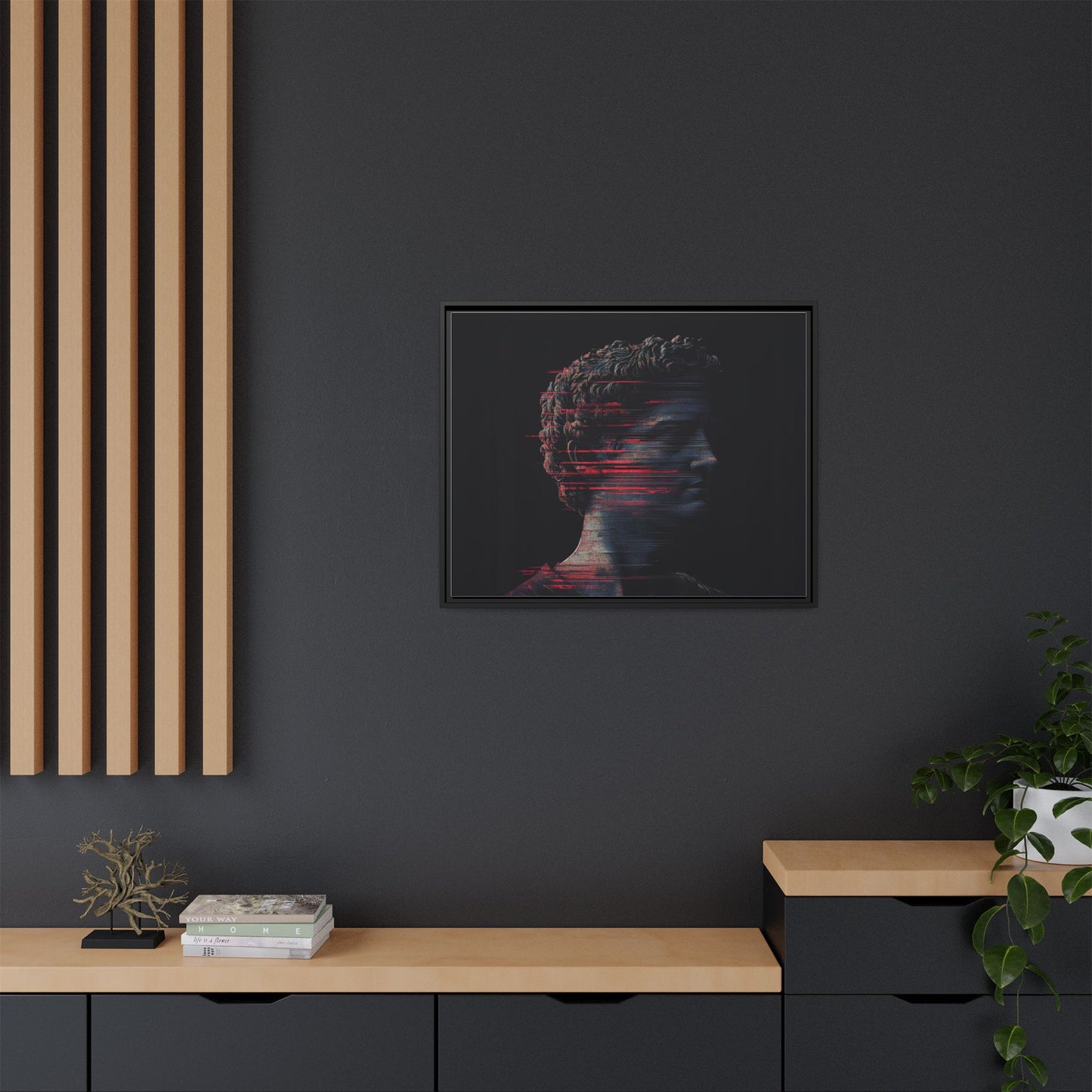 Modern Framed Matte Canvas Art - Abstract Gladiator Sculpture