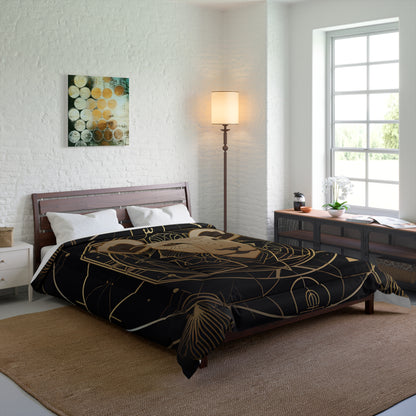 Lion Mandala Comforter - Luxurious Black & Gold Bedding for Cozy Spaces