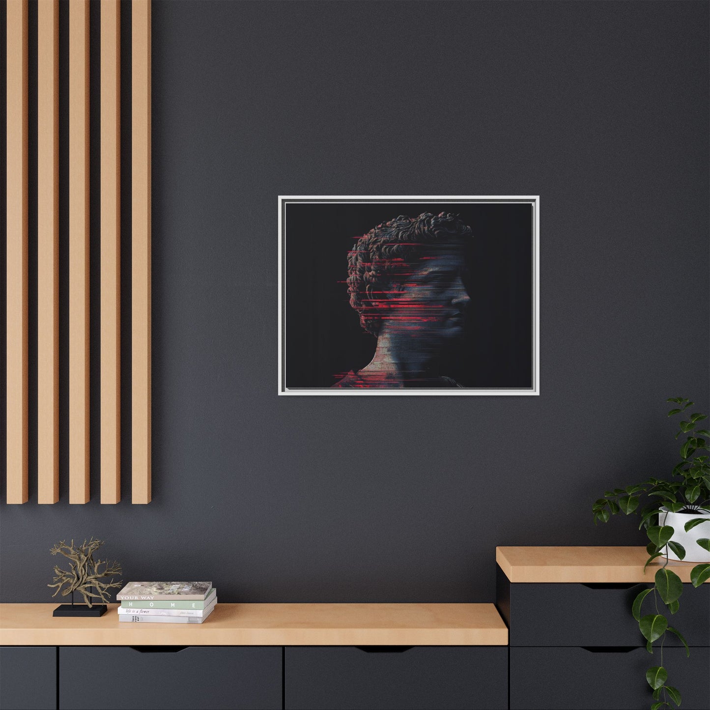 Modern Framed Matte Canvas Art - Abstract Gladiator Sculpture